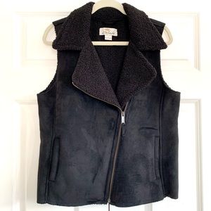 Bob Timberlake Faux Suede Sherpa-Lined Moto Vest